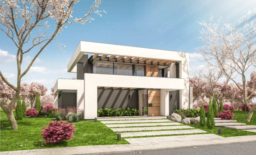 illustration-projet-construction-maison-individuelle-photo-maison-face-avant-ensoleillee